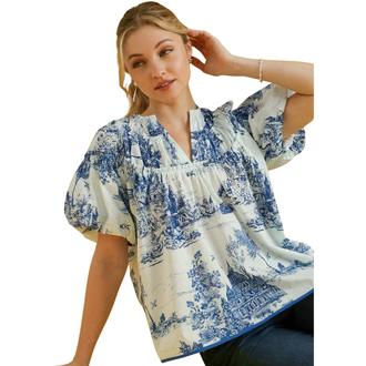 VANELI Toile Print with Shirring Details