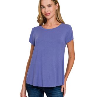 UMGEE ROUND HEM RAYON SHORT SLEEVE TOP