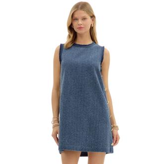 UMGEE Denim Distressed Sleeveless Mini Dress