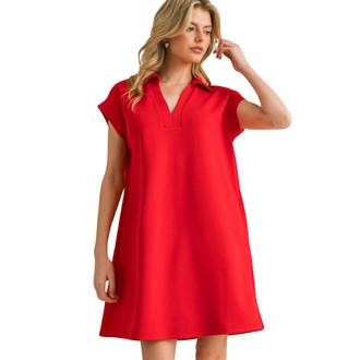 UMGEE Solid Dress with Open Collared Neck