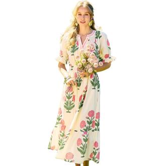 UMGEE Floral Smocked Midi Dress