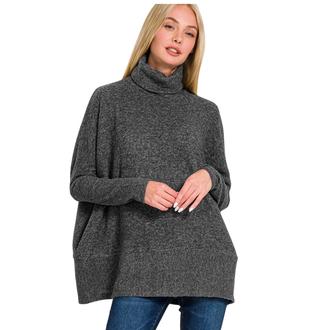 SLIMSATIONS Brushed Melange Hacci Turtleneck Sweater