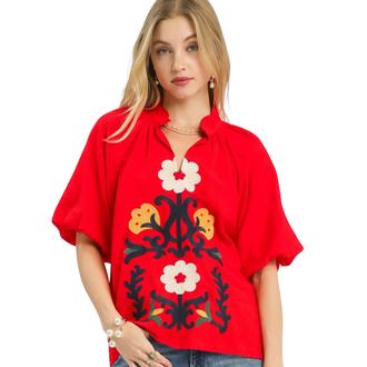 JESS AND JANE BUBBLE SLEEVE TOP