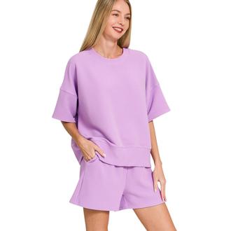 BLOWFISH Ribbed Round Neck Waist Banded Tee Shorts Set