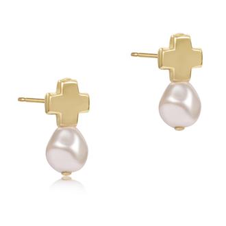ENEWTON JEWELRY SIGNATURE CROSS GOLD STUD - CLASSIC PEAR