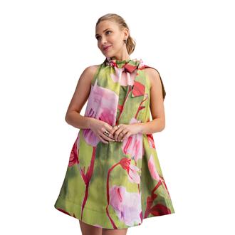 ENEWTON JEWELRY RUFFLE NECK TIE DRESS