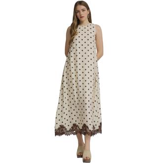 SHE AND SKY Polka dot sleeveless midi dress