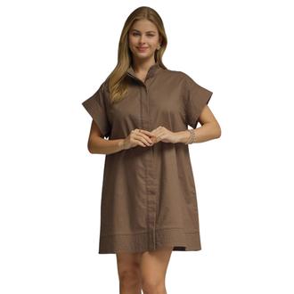 SHE AND SKY Solid short sleeve mini dress